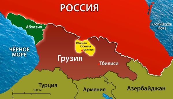 Карта Грузии и мятежных республики